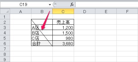 エクセル 斜線