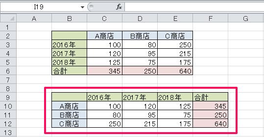 エクセル 行列 入れ替え