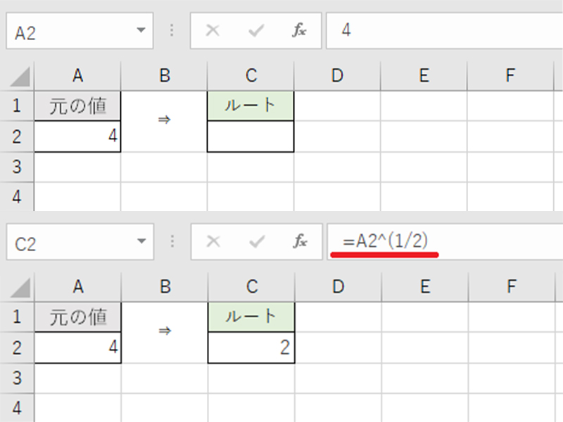 画像あり エクセルの関数を使ってルート 平方根 を計算 表示するには 基本と応用 ワカルニ