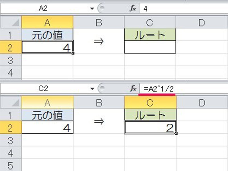 Sqrt Power関数 エクセルでルート 平方根 を計算 表示する方法 3乗根以上も対応 ワカルニ