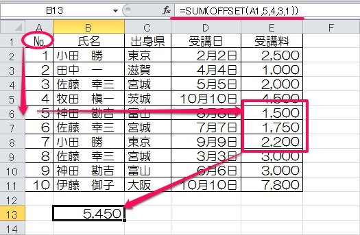 excel offset