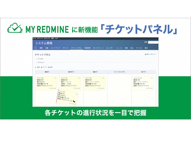 新機能 プロジェクト管理ソフト My Redmine に チケットパネル が登場 カード形式で進捗状況が一目瞭然 ワカルニ